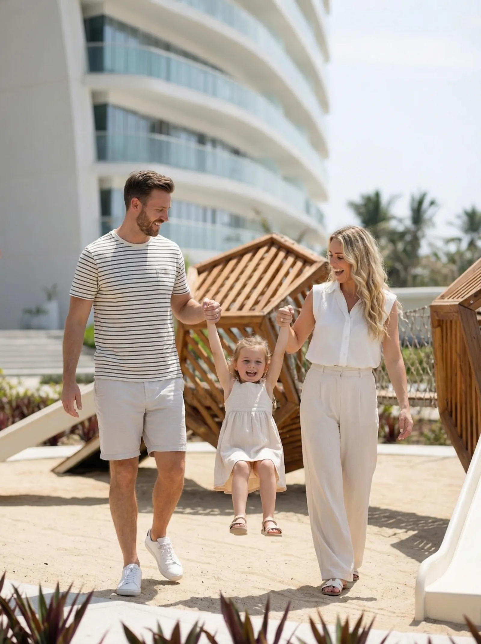 Familia en el área de Kid's Club y arenero